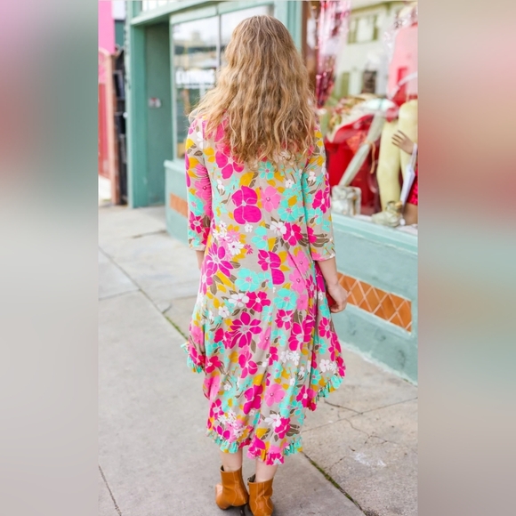 Floral Ruffle Hem Midi Dress - Picture 4 of 4